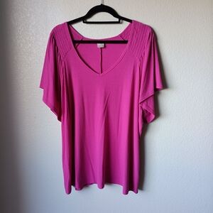 🌟3/$15 Terra & Sky 2X 20/22W Vibrant Pink Blouse